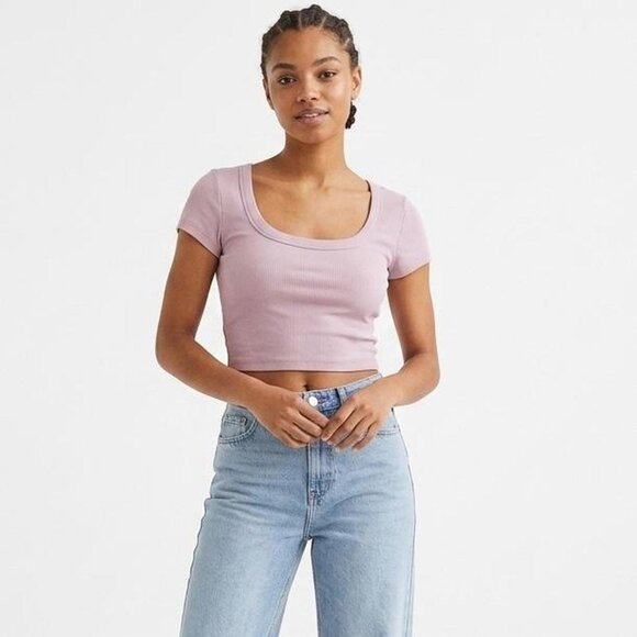 H&M Divided Pink Ribbed Crop Top - Picture 2 of 5